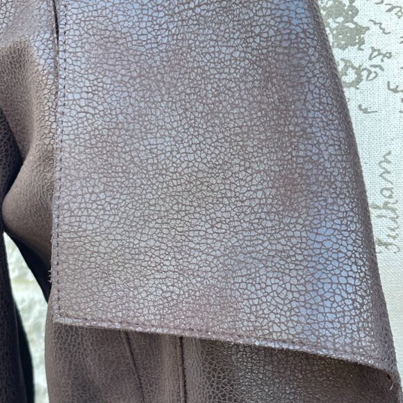 Brown blazer jacket long sleeves lightweight faux suede leather look size 10 - Picture 5 of 6